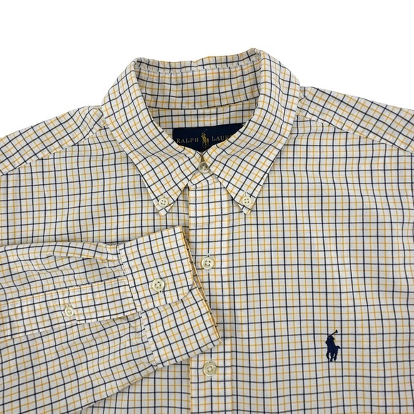 Ralph Lauren Other - Ralph Lauren Mens Classic Fit Button Down Shirt Yellow Navy Check Cotton M